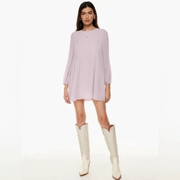 Wilfred Dresses & Skirts - Aritzia Wilfred Daydreamer Mini Dress Long Sleeve Pleated Lavender Purple medium